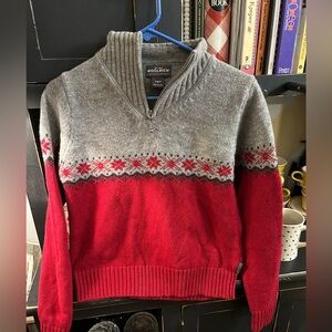 Woolrich women’s Gray and Red Wool Fair Isle Sweater small